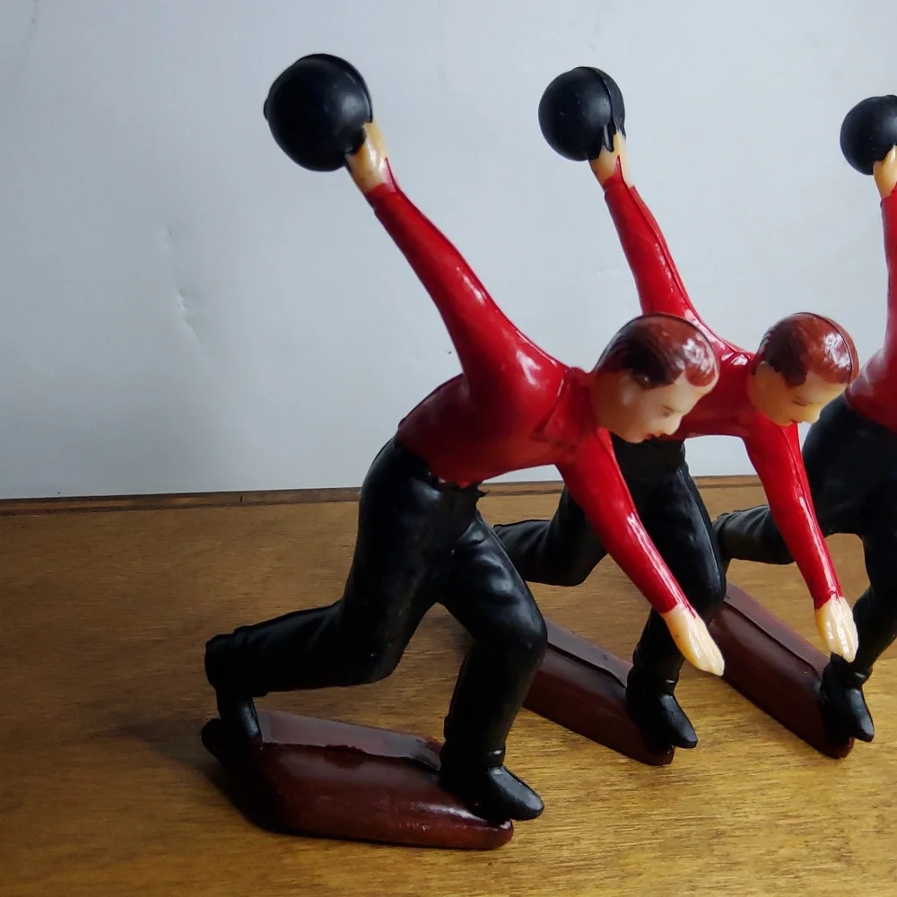 MCM Vintage hard plastic bowling Men cake toppers.